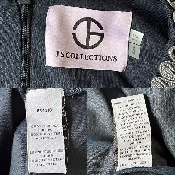 JS Collections Short Sleeve Mesh Cocktail Dress Size 12 Soutache Sheer Cocktail - Picture 7 of 15